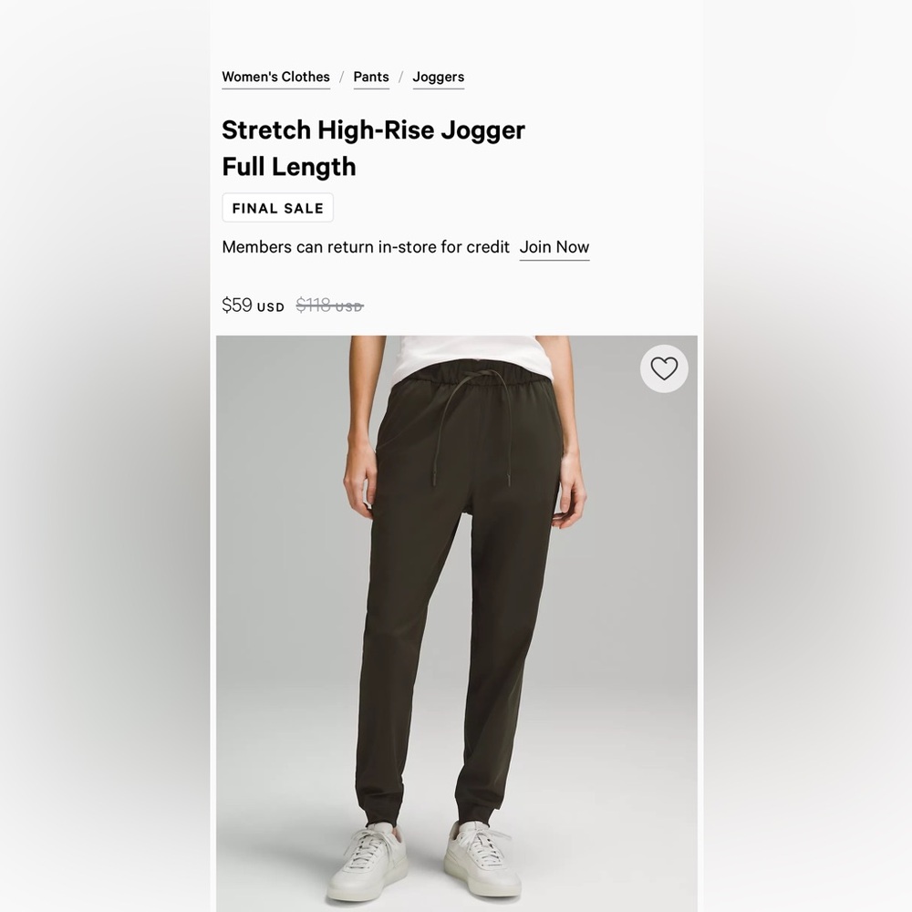 Lululemon On The Fly Jogger Womens 12 Grey Sage Woven 28" Athletic Travel EUC